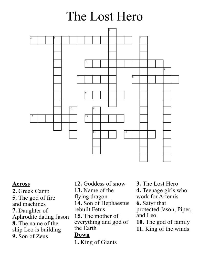 The Lost Hero Crossword
