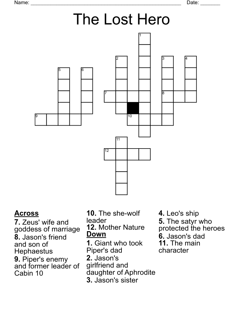 The Lost Hero Crossword