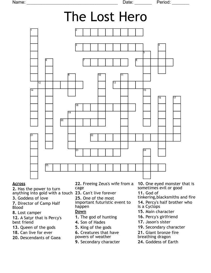 The Lost Hero Crossword