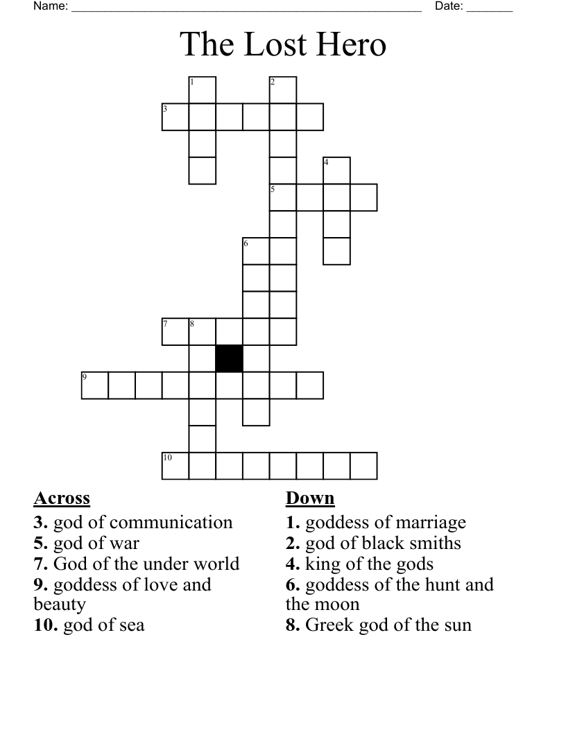 The Lost Hero Crossword