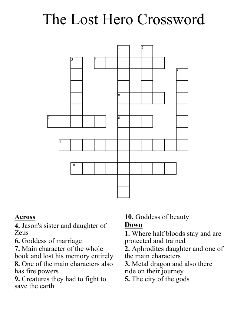 The Lost Hero Crossword