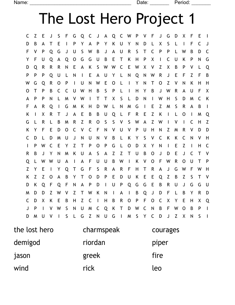 The Lost Hero Project 1 Word Search