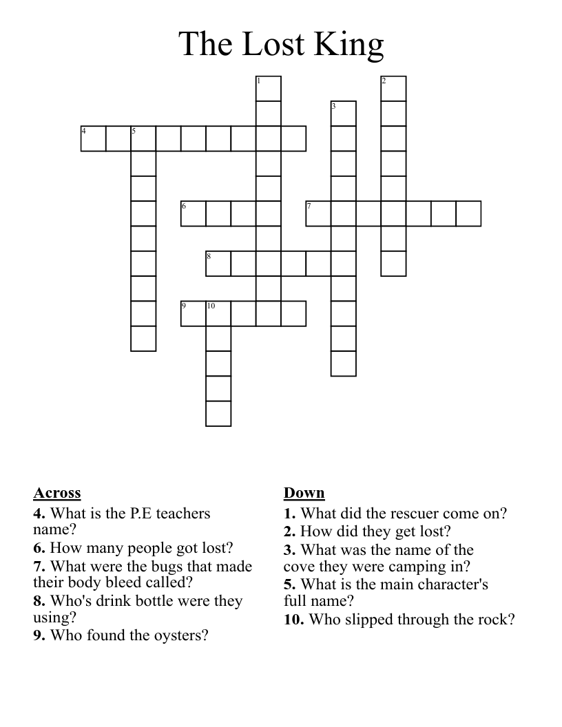 The Lost King Crossword