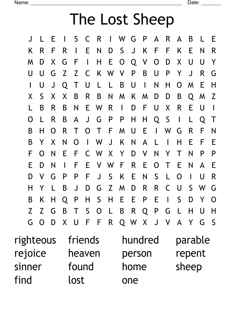 The Lost Sheep Word Search