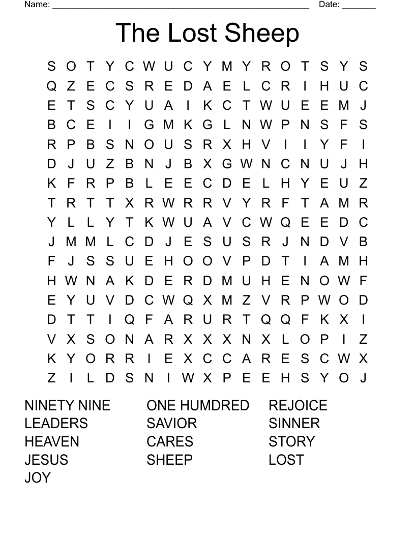 The Lost Sheep Word Search