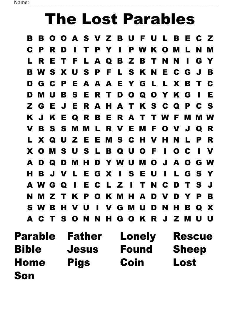 The Lost  Parables Word Search