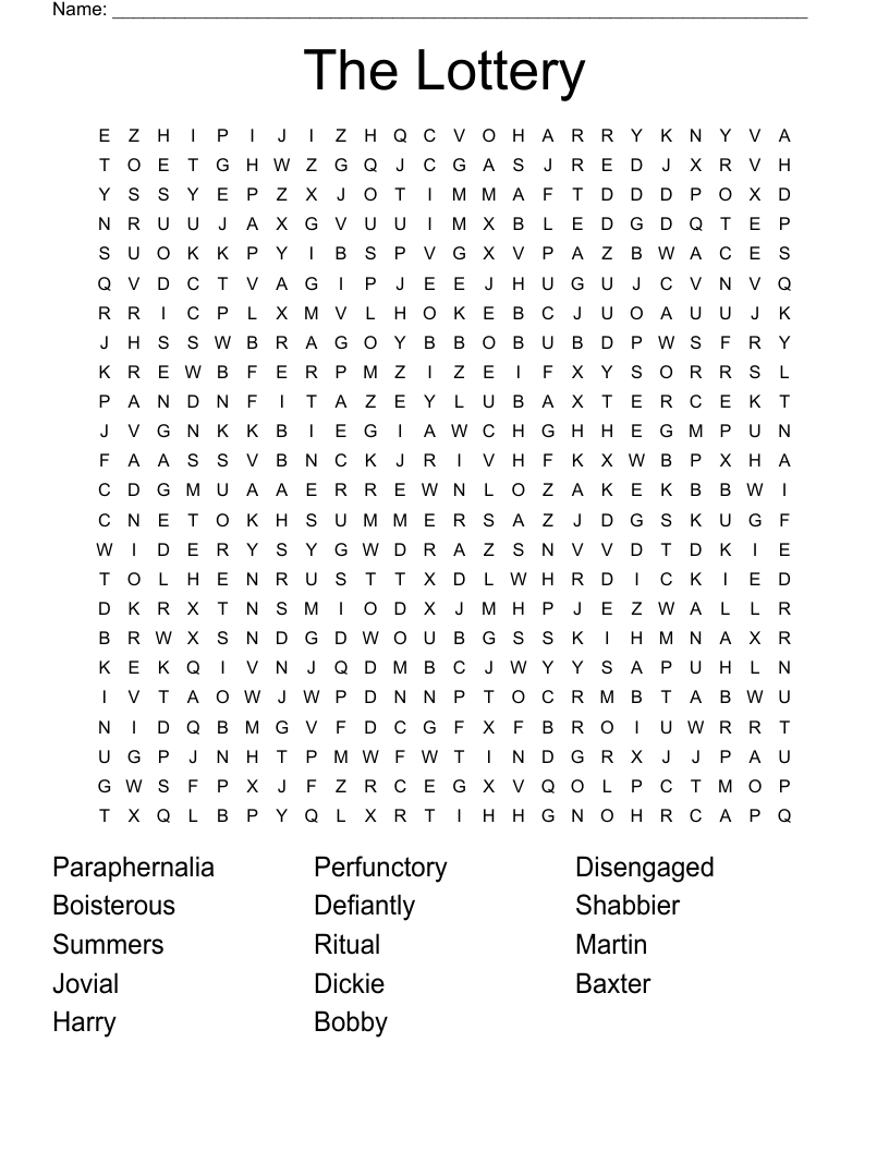 The Lottery Word Search