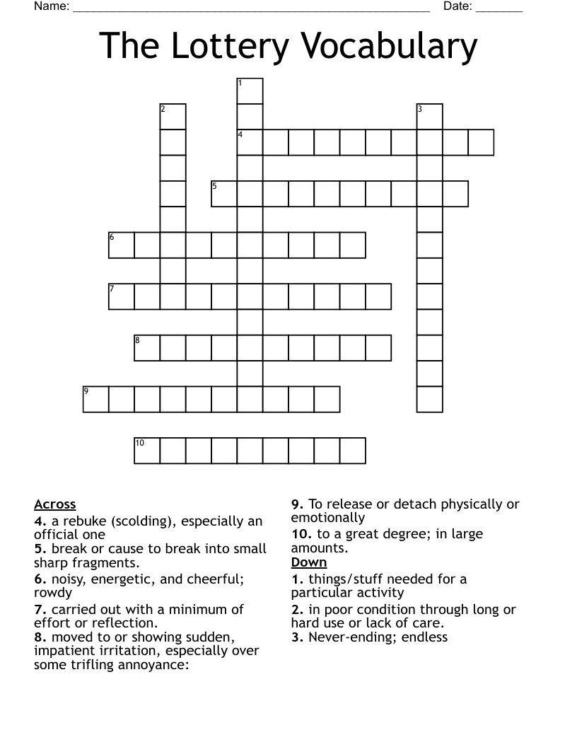 The Lottery Vocabulary Crossword