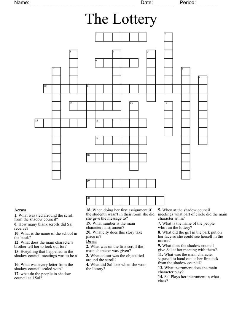 The Lottery  Crossword