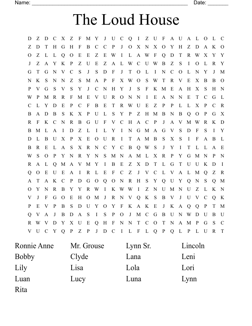The Loud House Word Search
