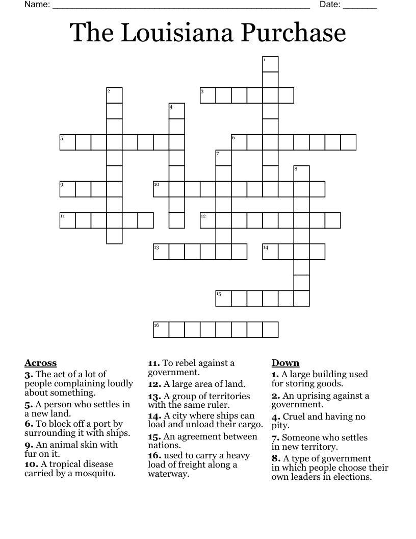The Louisiana Purchase Crossword