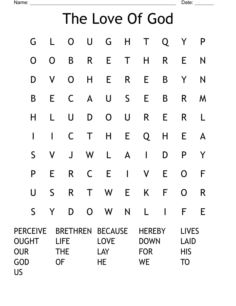 The Love Of God Word Search