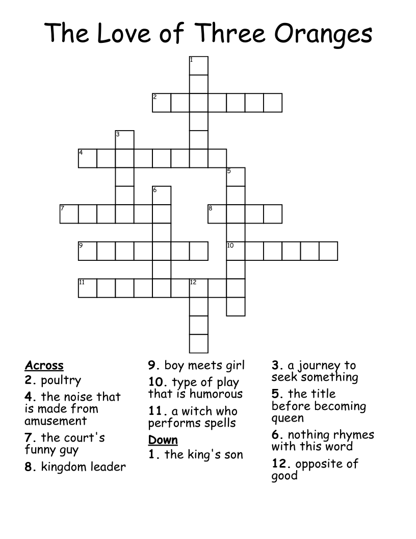The Love of Three Oranges Crossword