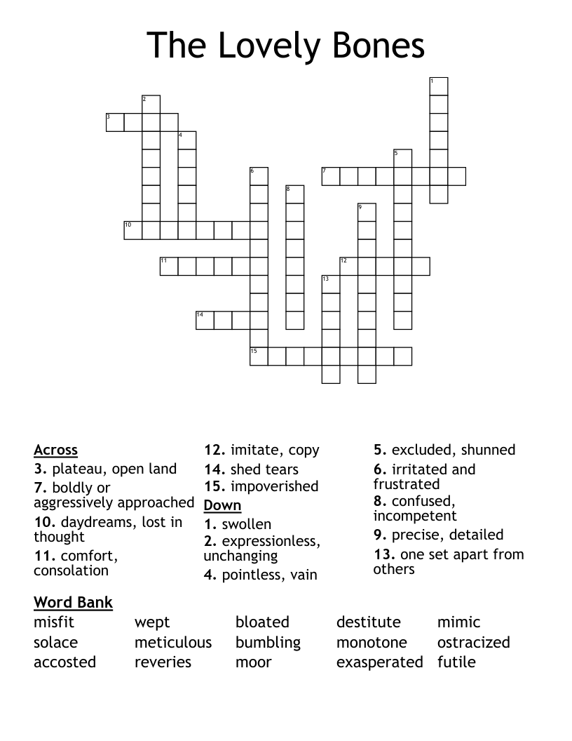The Lovely Bones Crossword