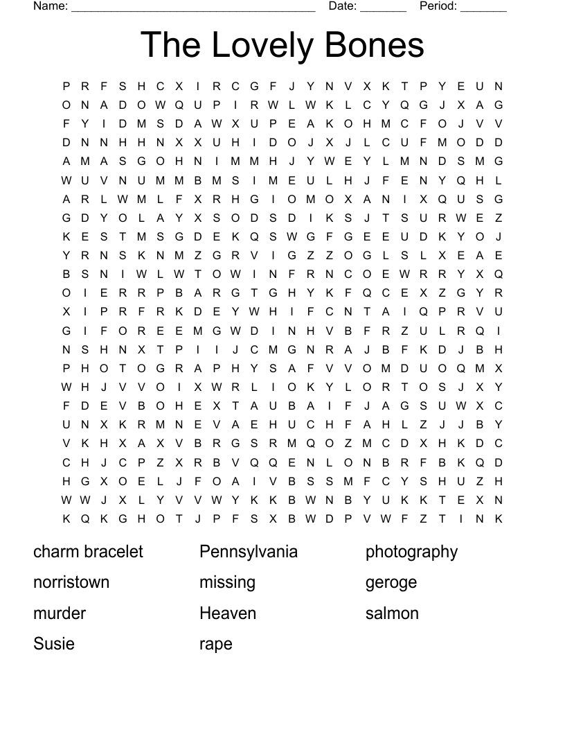 The Lovely Bones Word Search