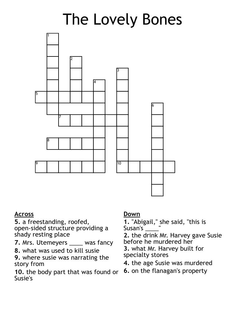 The Lovely Bones Crossword