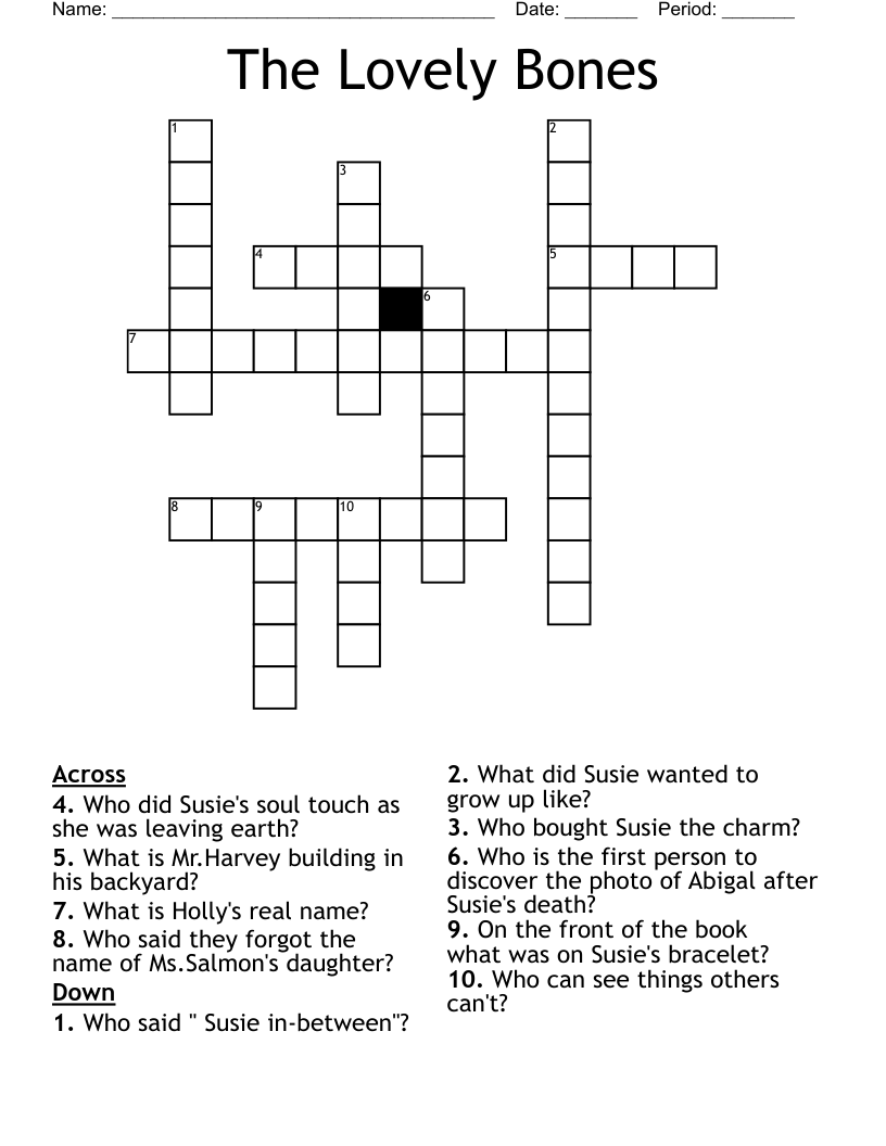 The Lovely Bones Crossword