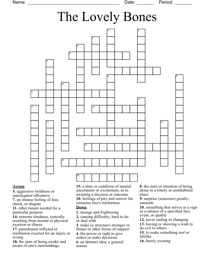 The Lovely Bones Crossword
