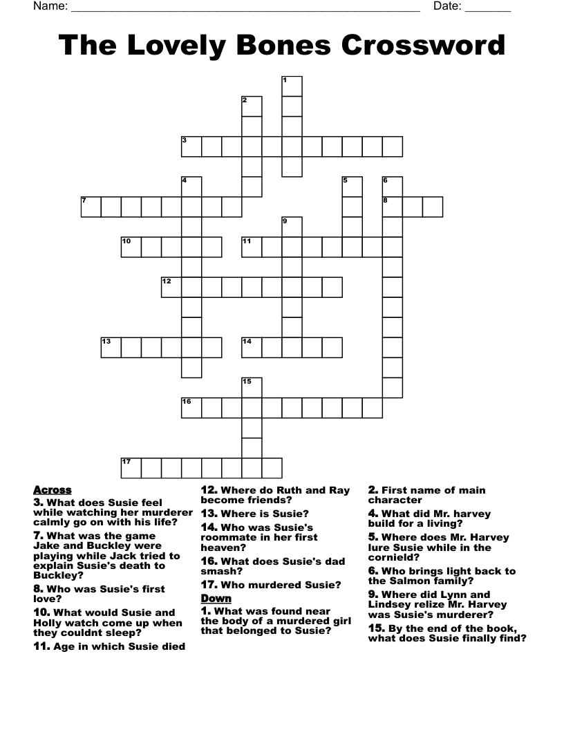 The Lovely Bones Crossword