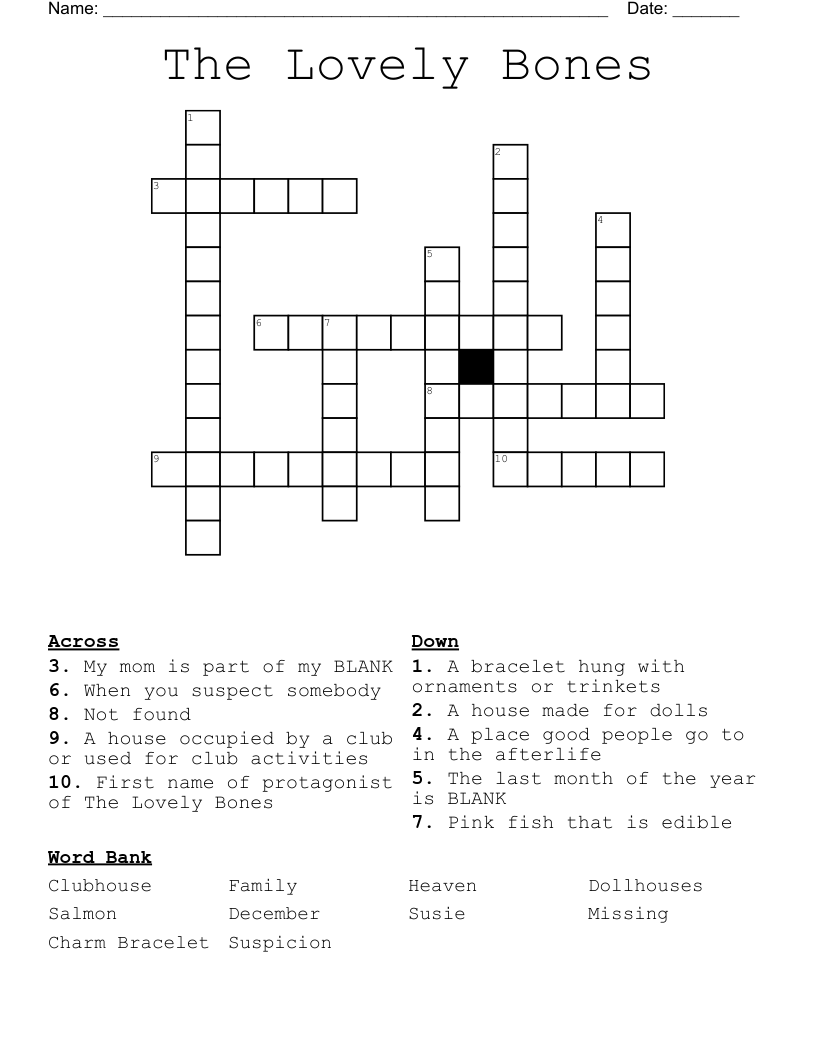 The Lovely Bones  Crossword