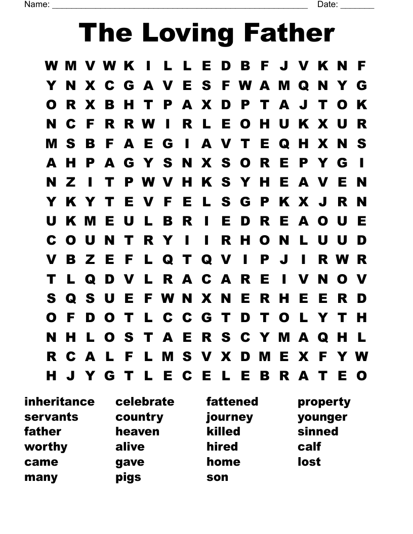 The Loving Father Word Search
