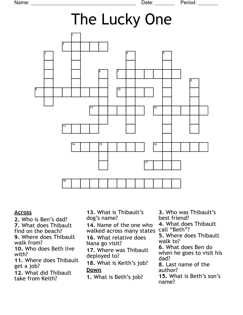 The Lucky One Crossword