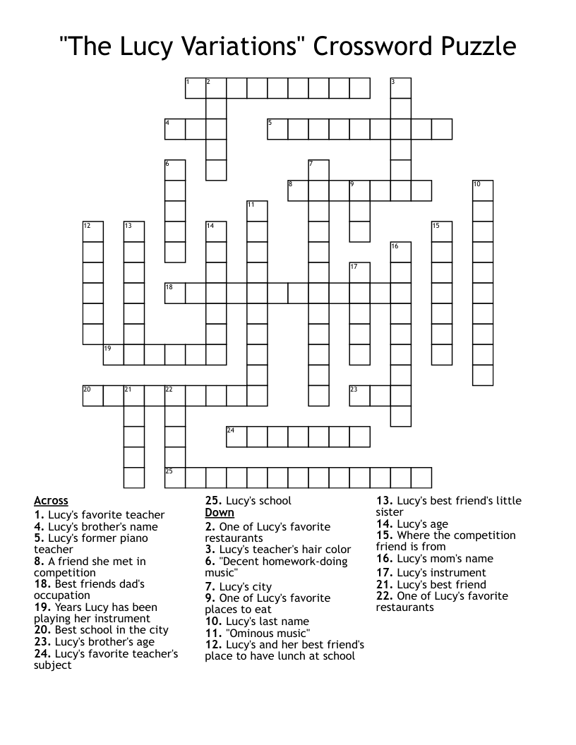 "The Lucy Variations" Crossword Puzzle