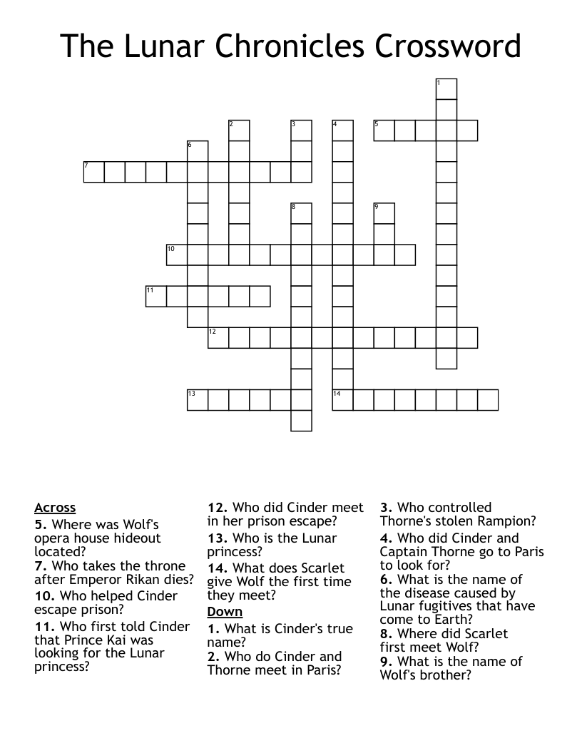 The Lunar Chronicles Crossword
