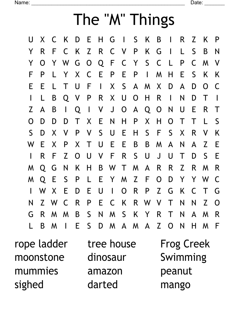 The "M" Things  Word Search