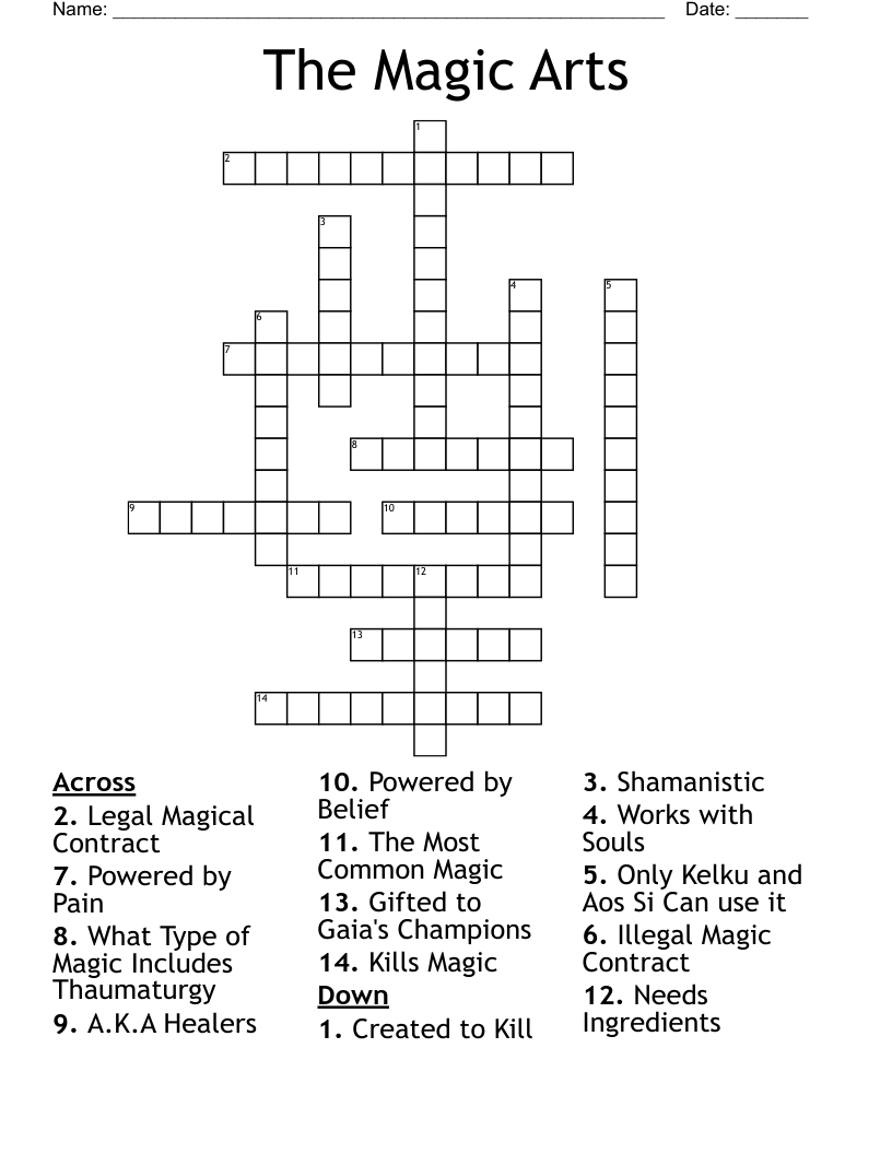 The Magic Arts Crossword