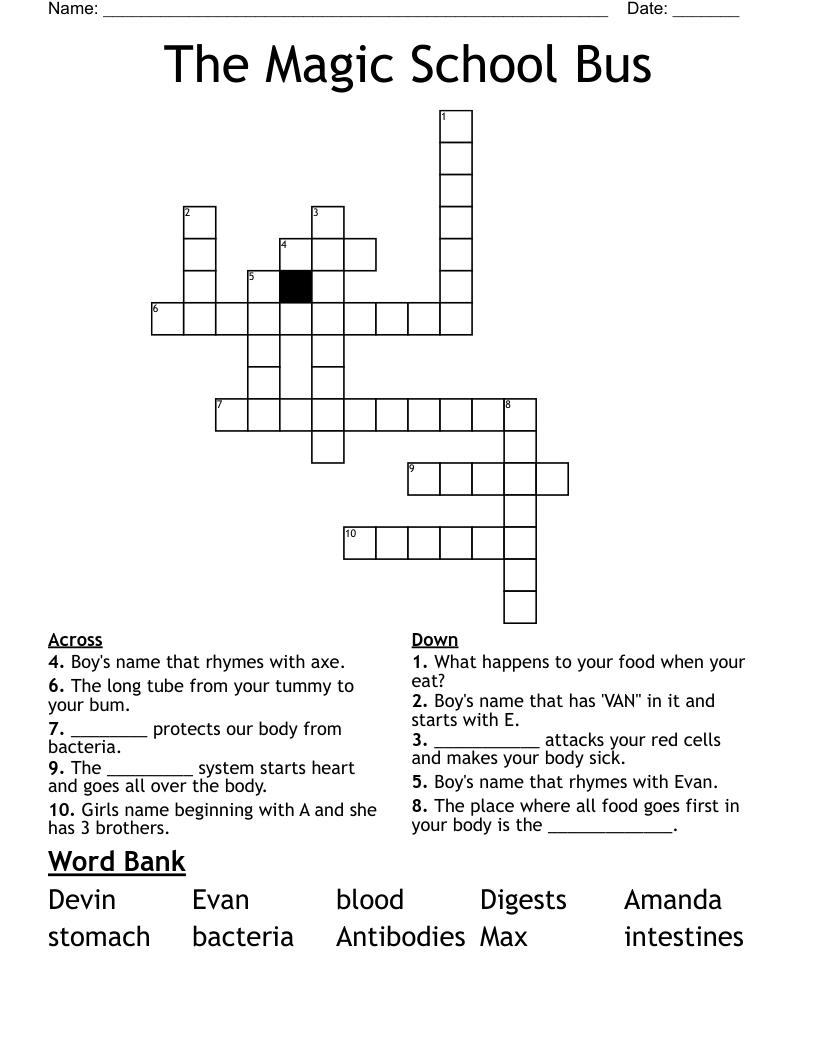 The Magic School Bus Crossword