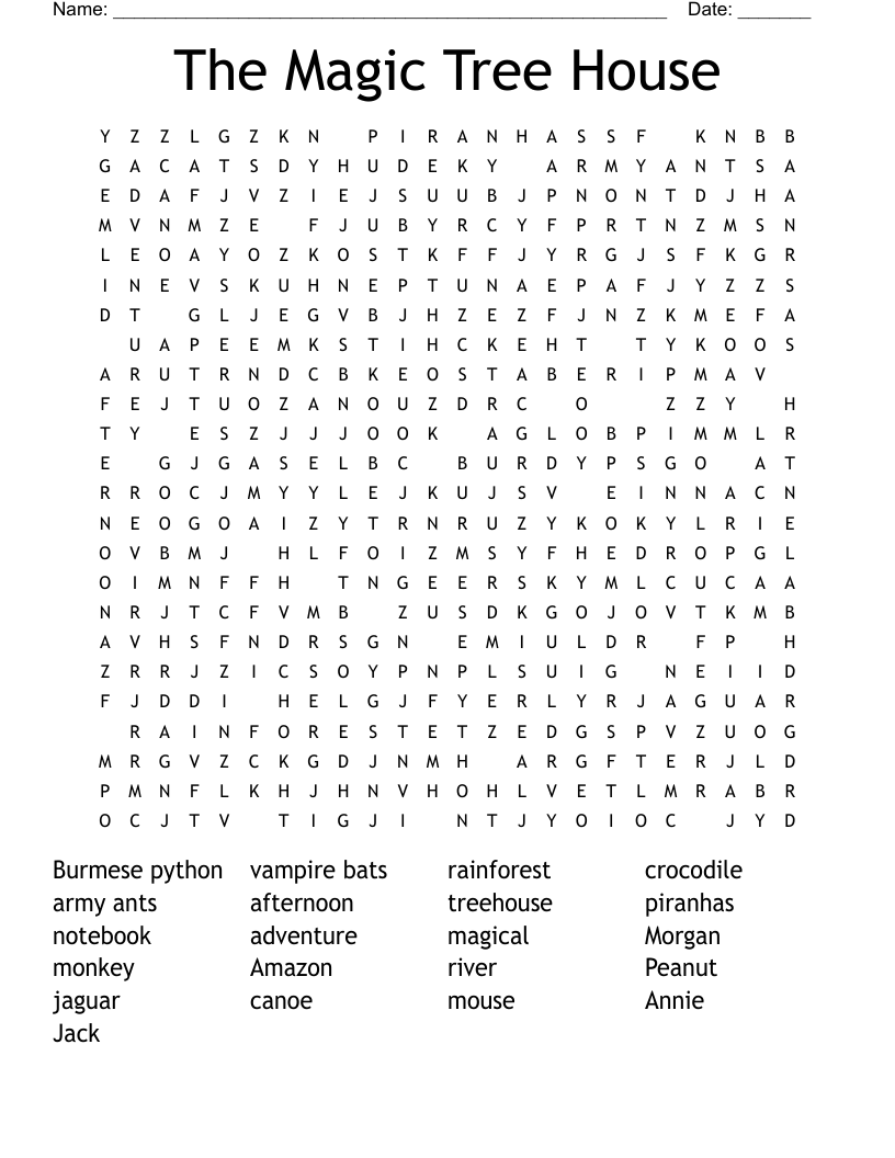 The Magic Tree House Word Search