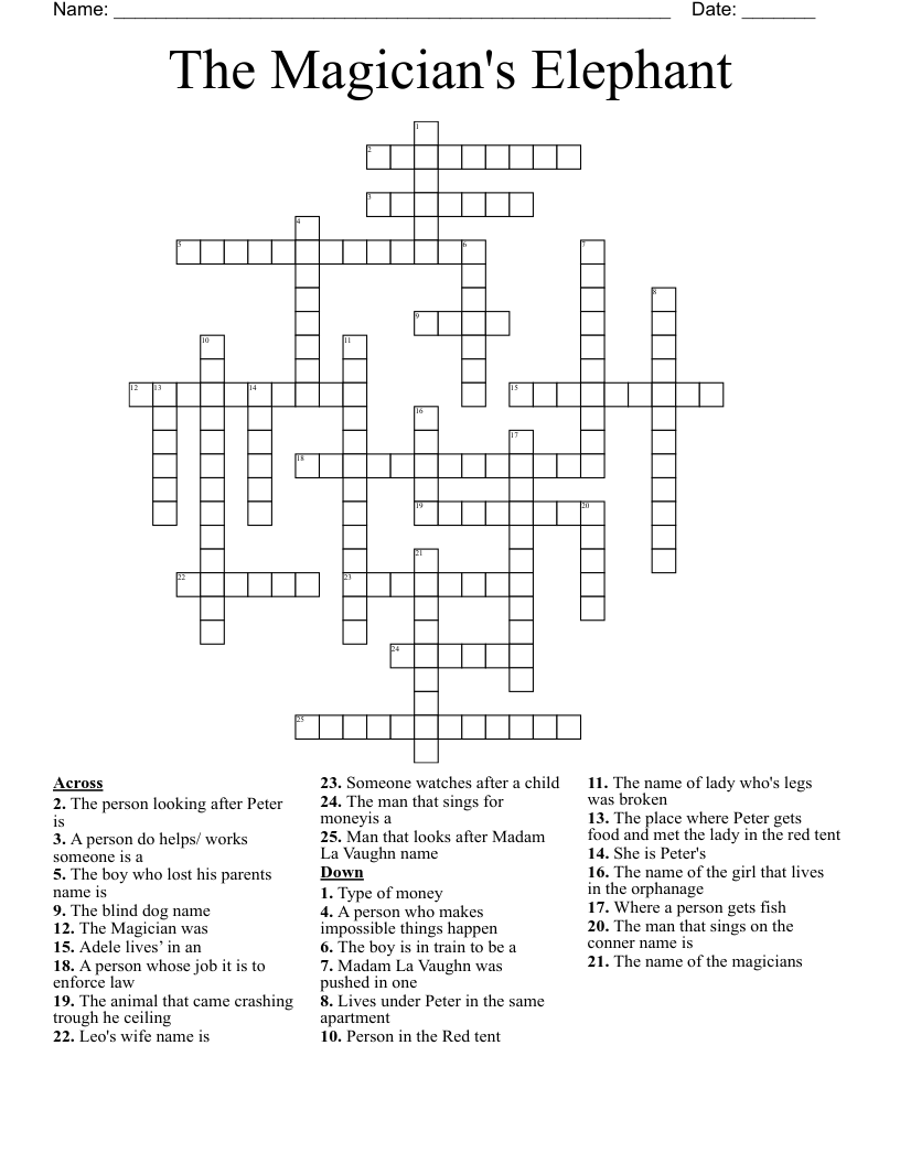 The Magician's Elephant Crossword