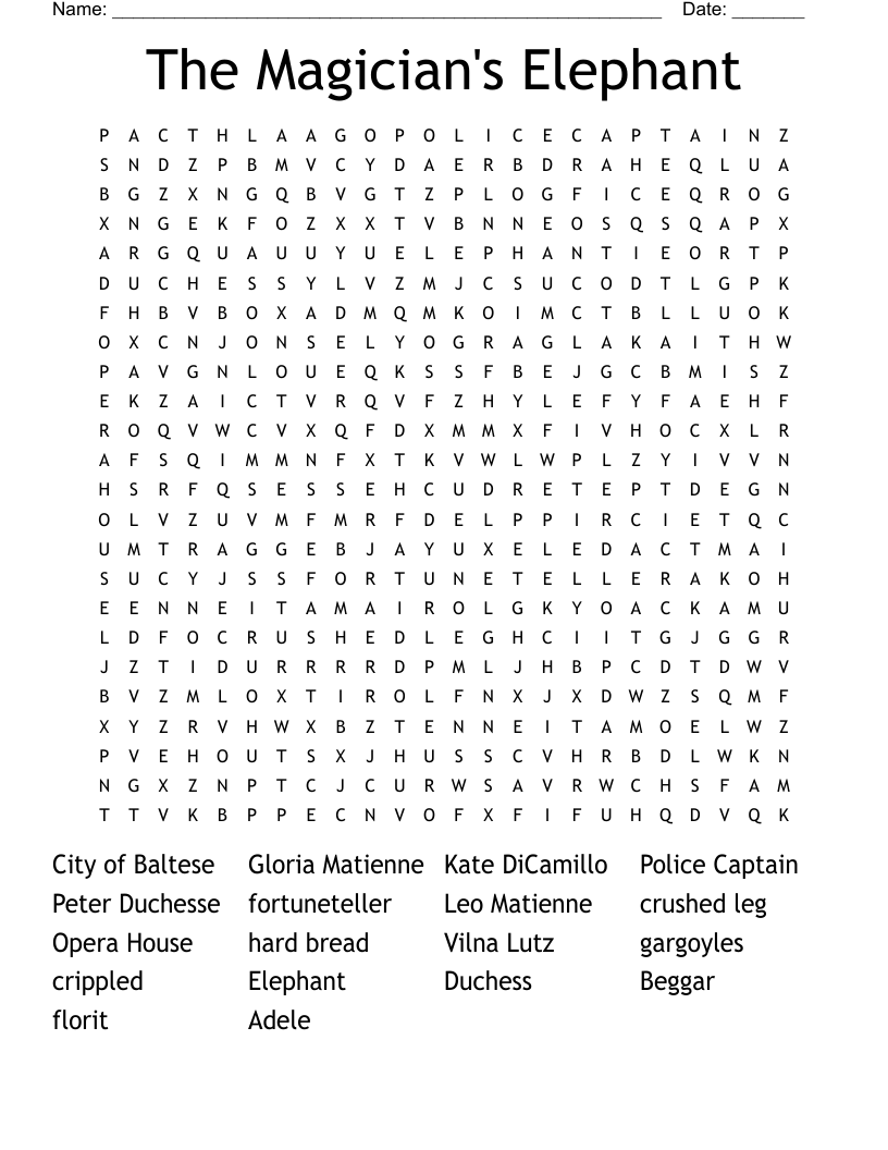 The Magician's Elephant Word Search