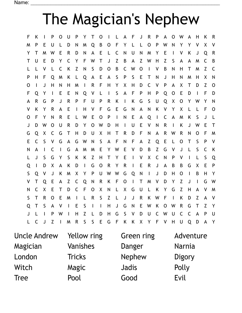 The Magician's Nephew Word Search