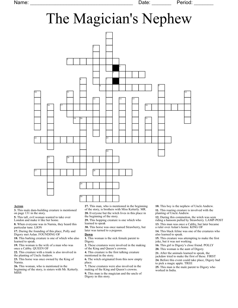 The Magician's Nephew Crossword