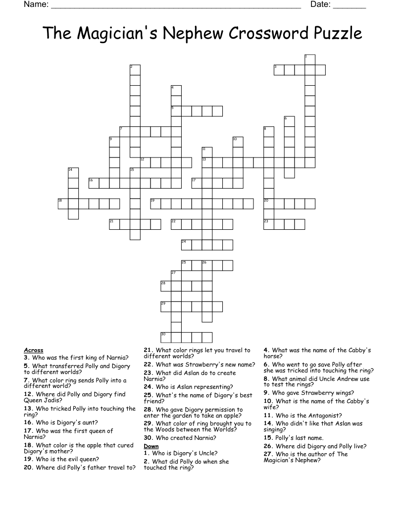 The Magician's Nephew Crossword Puzzle