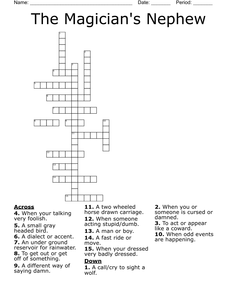 The Magician's Nephew  Crossword