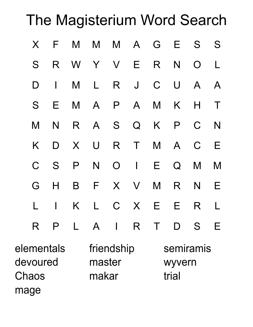 The Magisterium Word Search