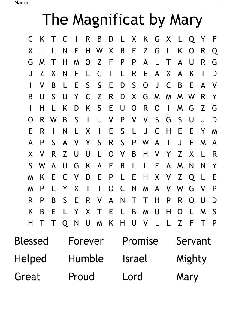The Magnificat by Mary  Word Search