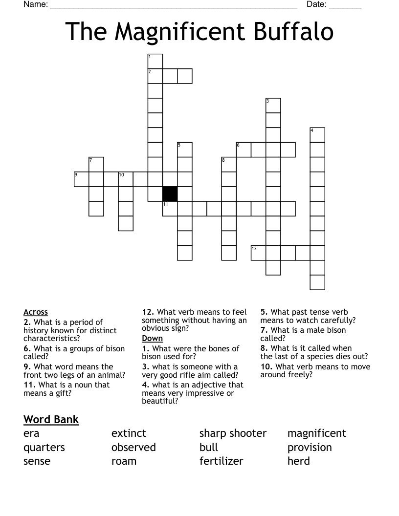 The Magnificent Buffalo Crossword