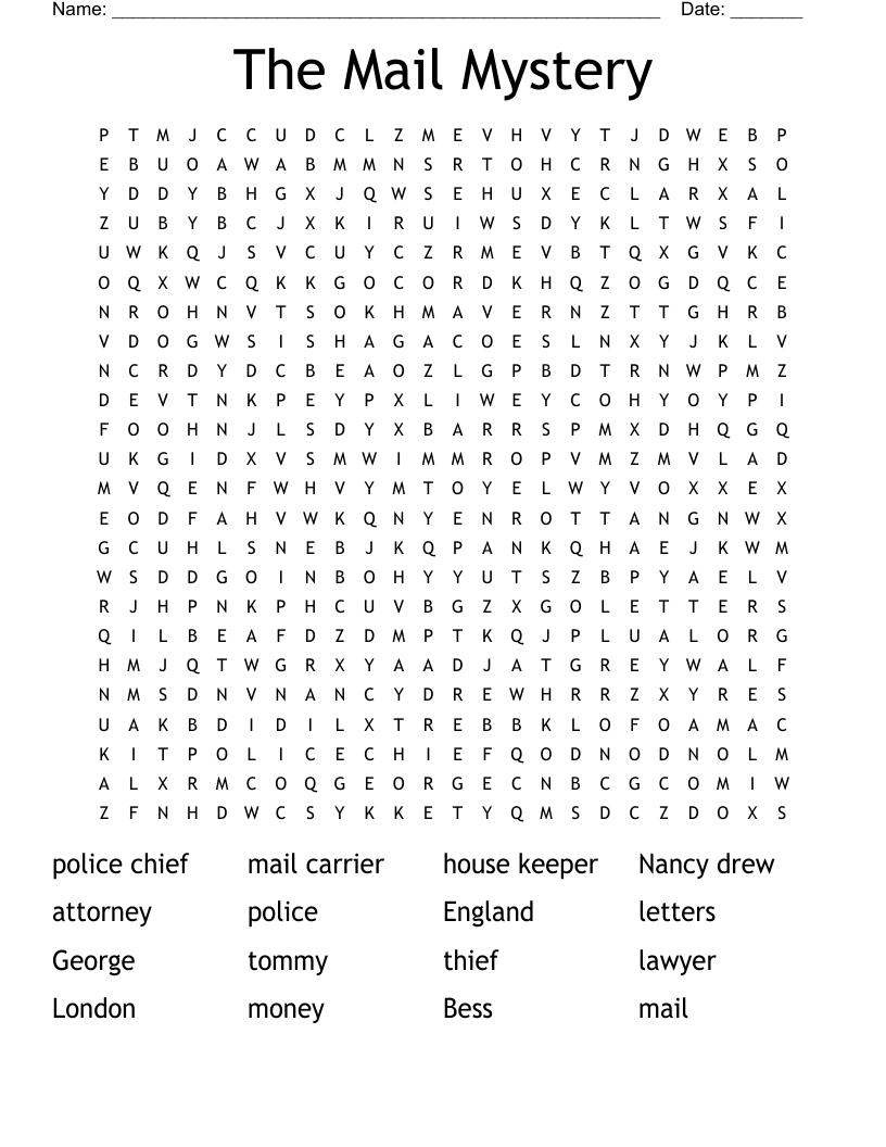 The Mail Mystery Word Search