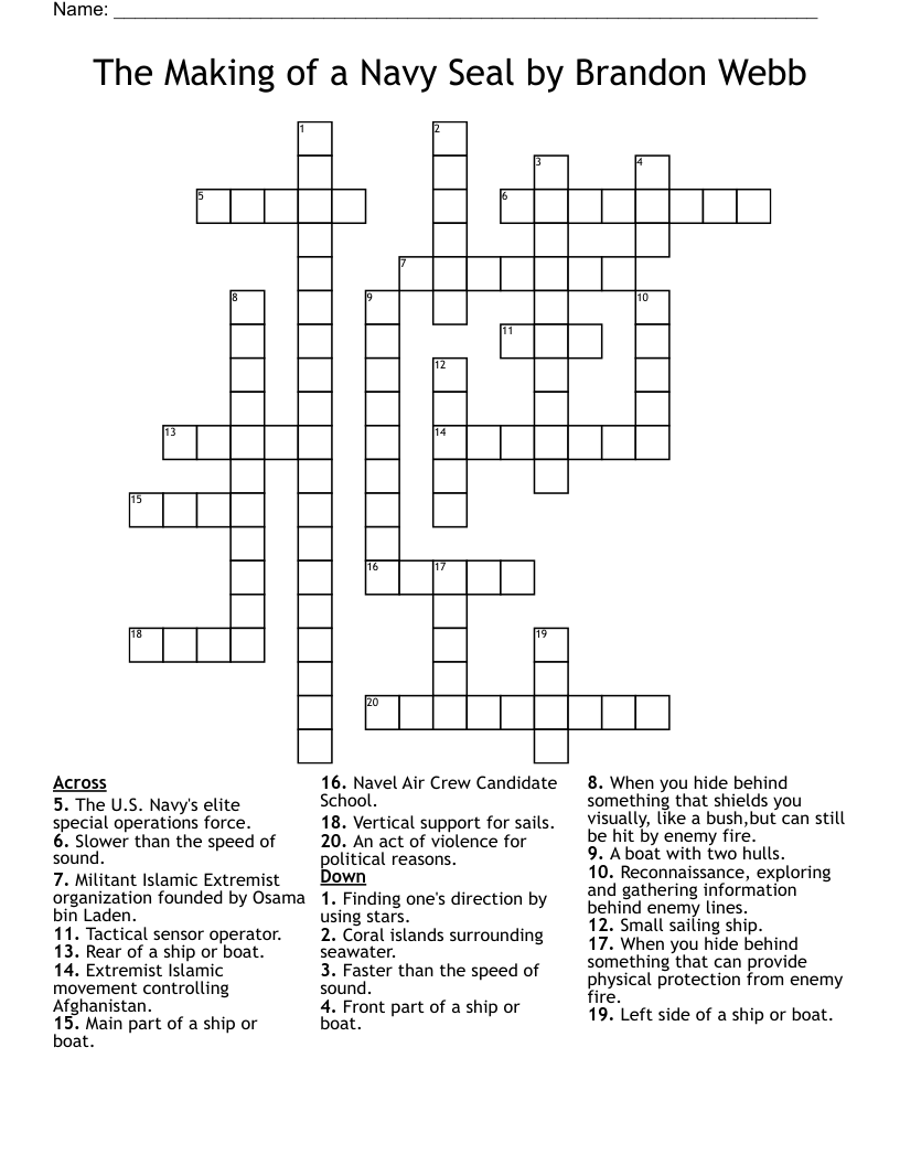The Making of a Navy Seal by Brandon Webb Crossword