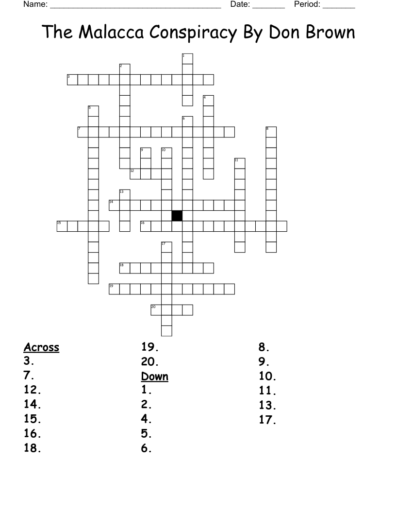 The Malacca Conspiracy By Don Brown Crossword