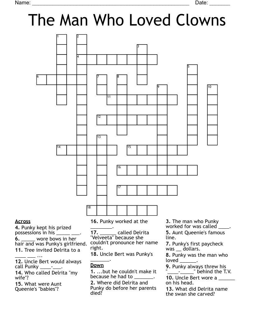 The Man Who Loved Clowns Crossword