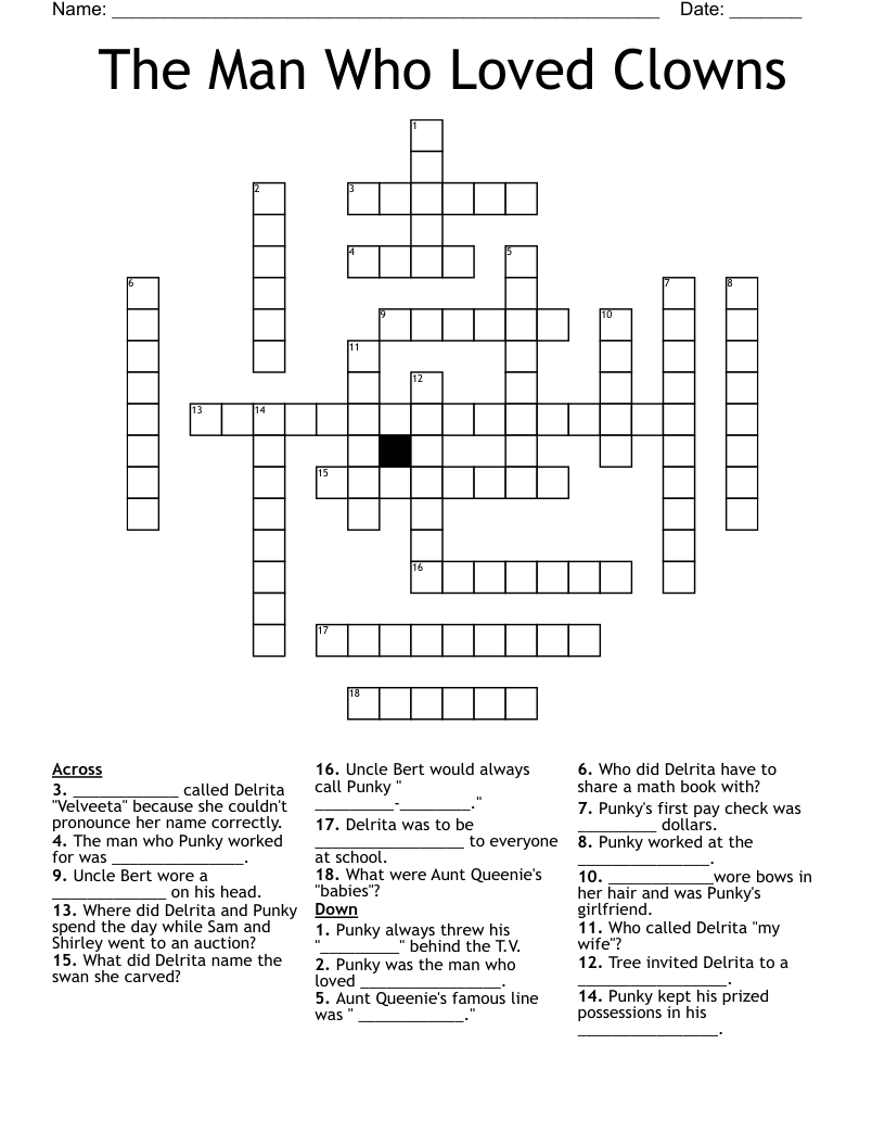 The Man Who Loved Clowns Crossword