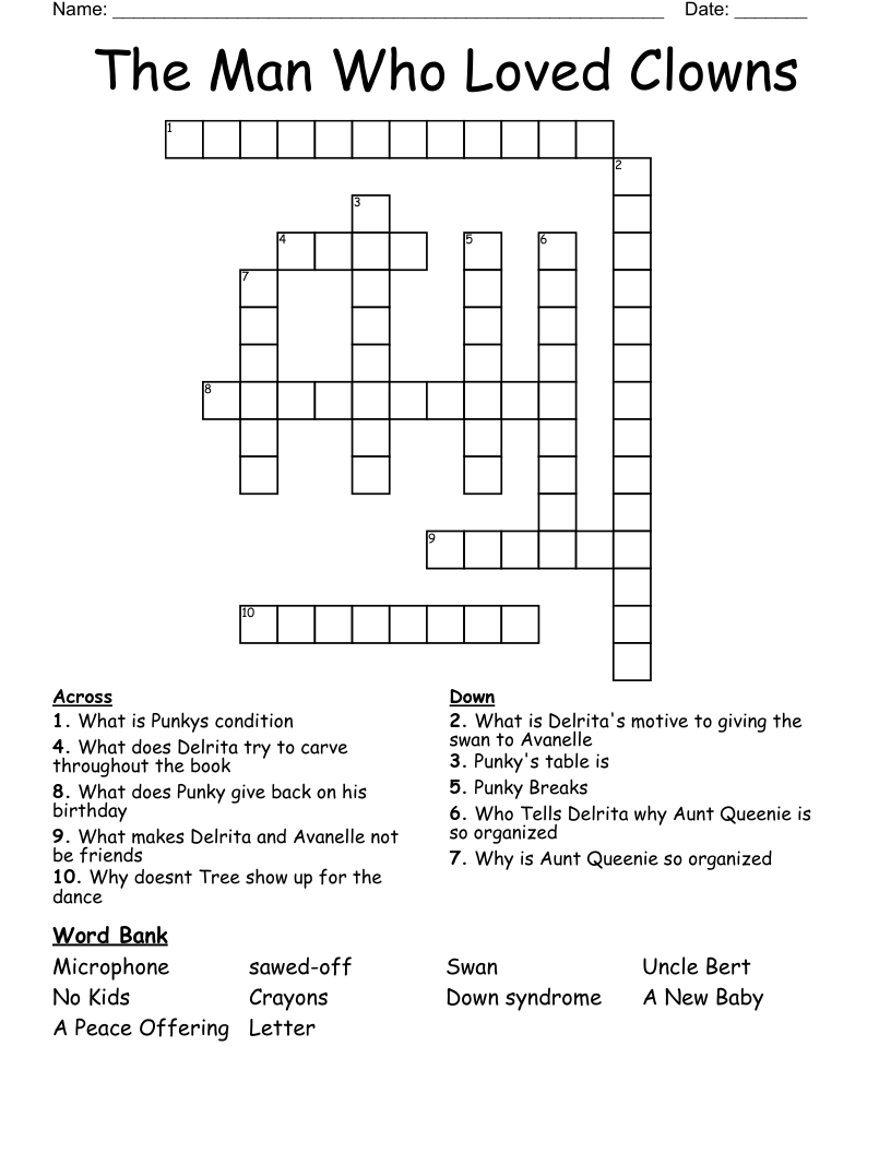 The Man Who Loved Clowns Crossword
