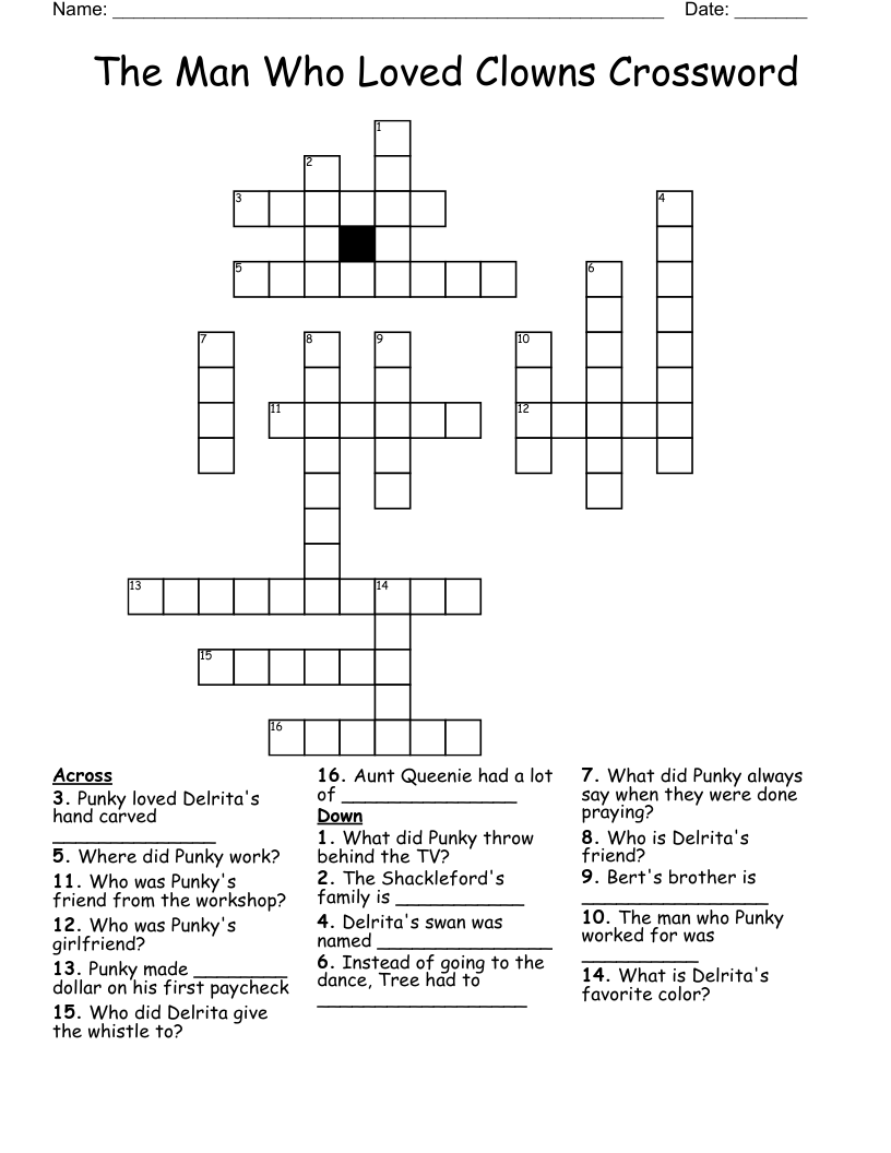 The Man Who Loved Clowns Crossword