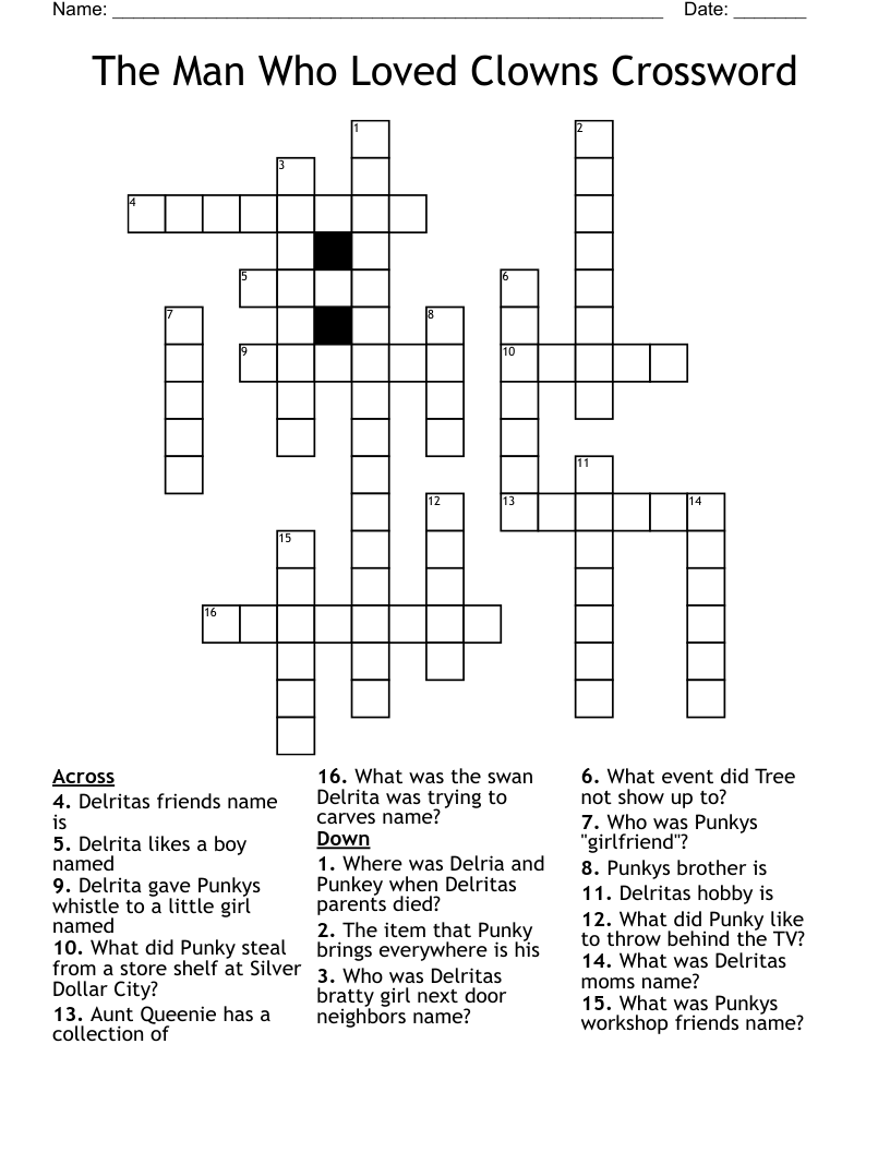 The Man Who Loved Clowns Crossword