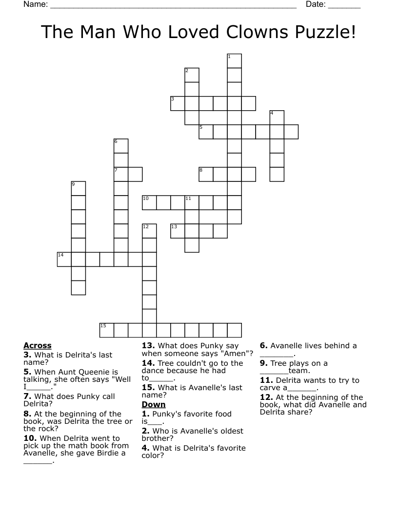 The Man Who Loved Clowns Puzzle! Crossword
